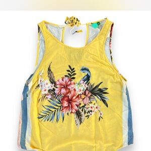 FARM Rio Yellow Pink Floral Hawaiian Tank Top